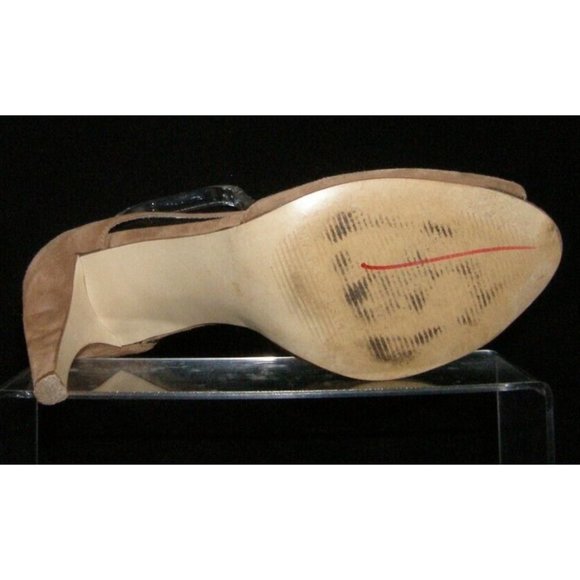 Marc Fisher Clover brown suede peep toe elastic slip on heels 8M - Picture 5 of 11